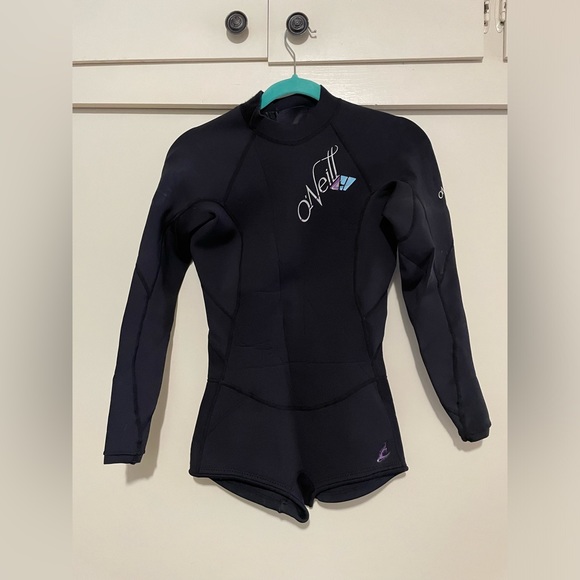 O’Neill Bahia Summer Wetsuit Short Bottoms Long Sleeves in Black Size 8 - Picture 1 of 7